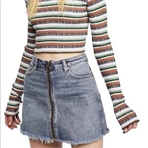 We The Free Zip It Up Blue Denim Skirt 28